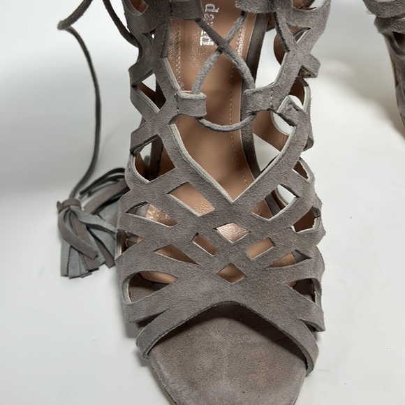 Charles David Lace-Up Lazercut Leather Heels - Picture 3 of 9
